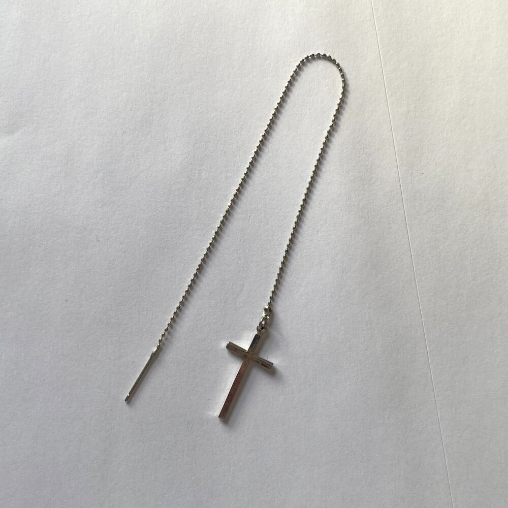 ASOS retro 1990s minimalist PUNK Silver CROSS Threader single Earring